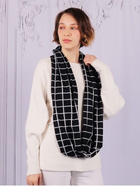 Jersey Loop Plaid Print Scarf